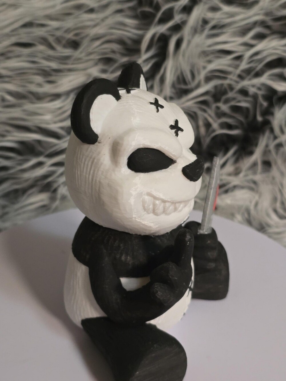 3D Printed Creepy Panda Figurine Gothic Horror Desk Decor Handmade Collectible - Picture 8 of 8